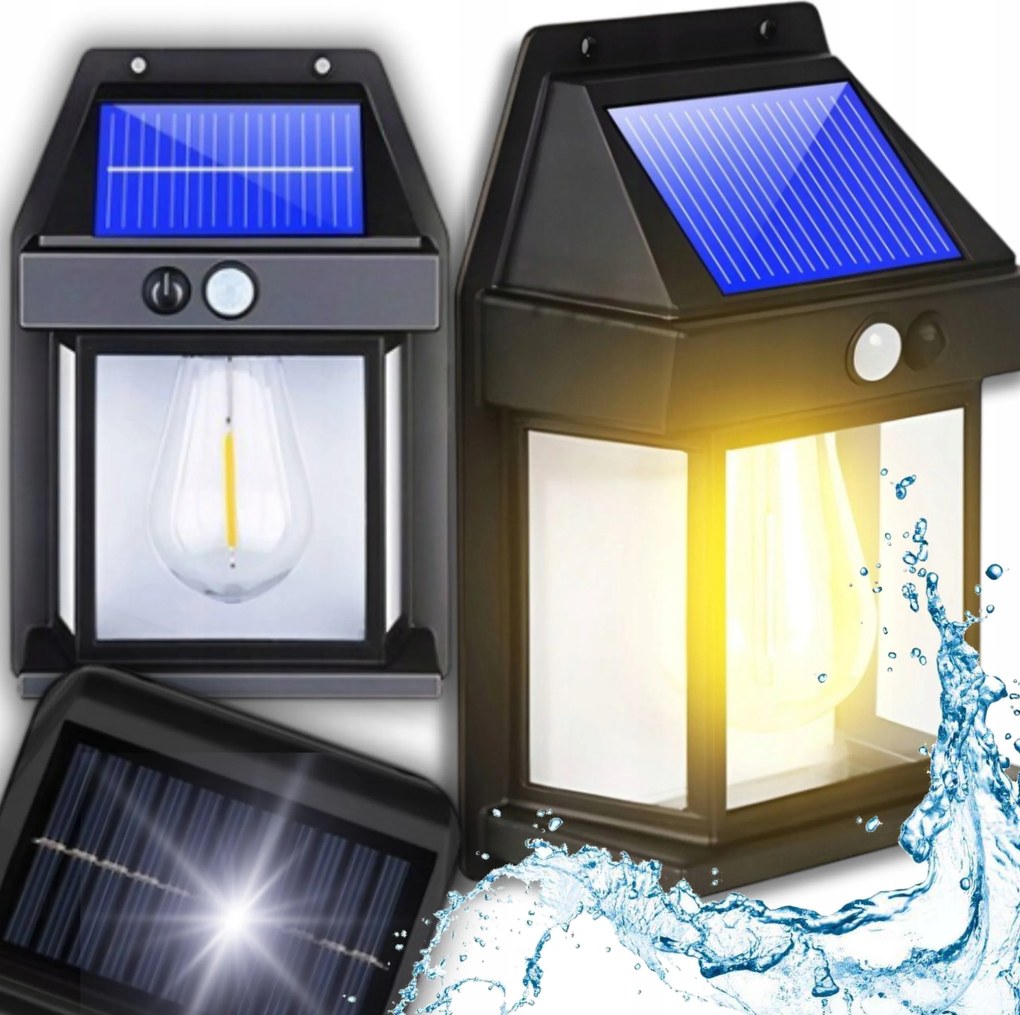 Napelemes Utcai Fali Lámpa Vízálló Szürkület Érzékelővel