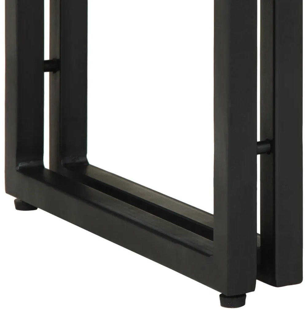 Konsole Asztal Fekete 90x33x75 cm Tömör Akácfa és Fém
