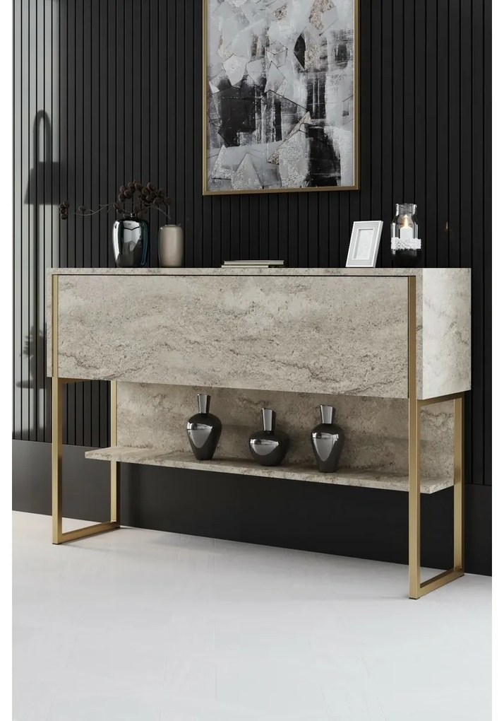 Luxe Travertine and Gold komód
