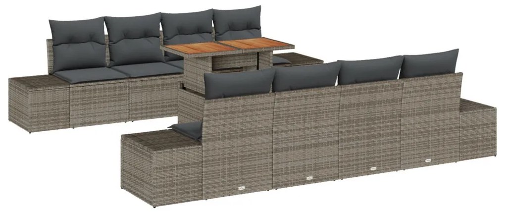 Kerti Kanapé Set 7 darabos Barna Rattan 4-Fős Kültéri Kanapé