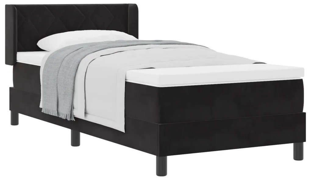 Boxspring Ágy Matraccal Fekete 90x190 cm Bársonyos