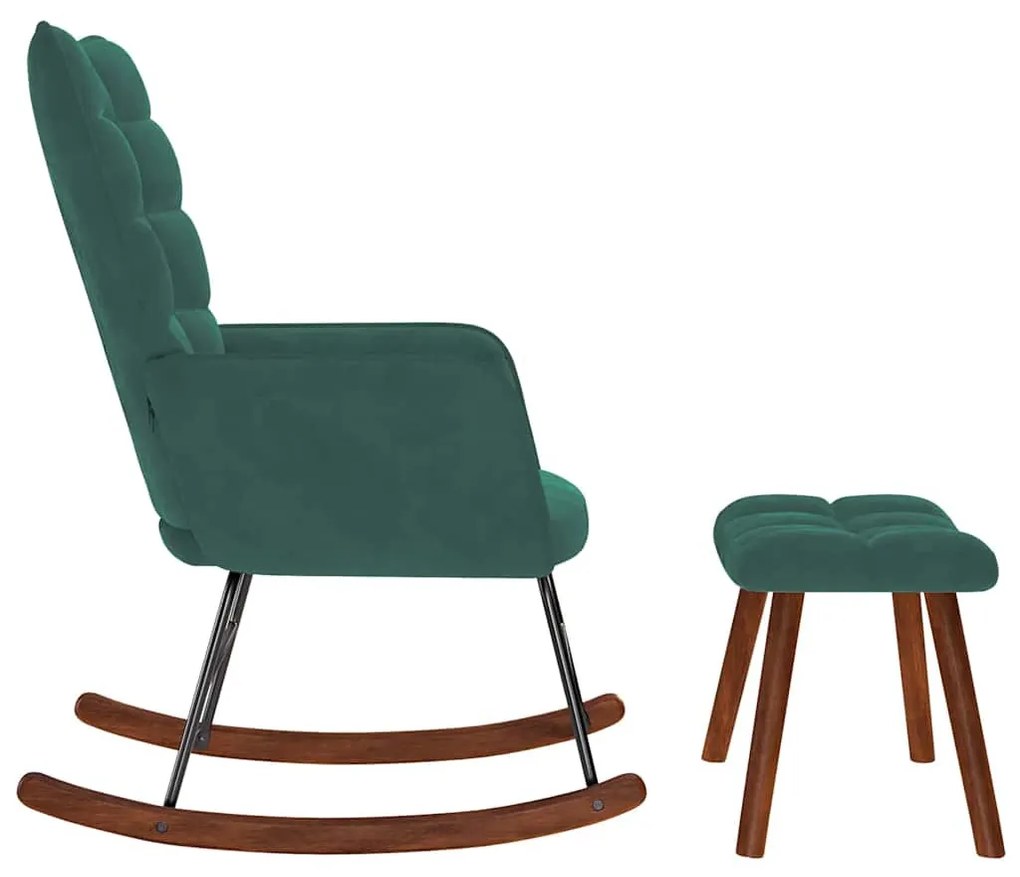 sötétzöld bársony hintaszék ülőkével