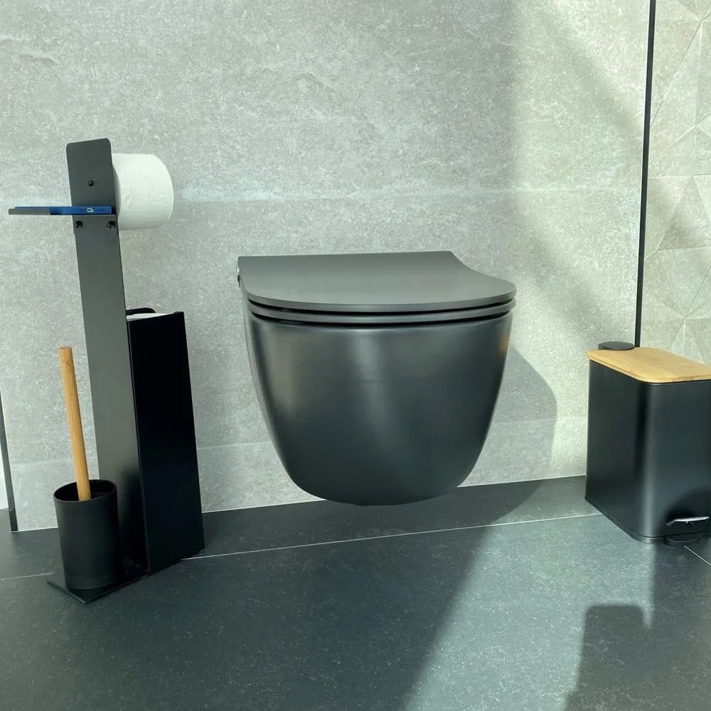 Matt fekete acél pedálos szemetes 5 l Erik – Spirella