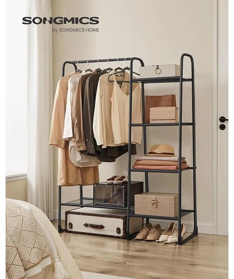 SONGMICS ruhatartó állvány, szabadon álló ruhafogas, fekete színben