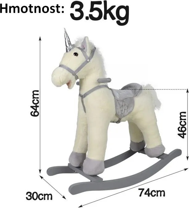 INFANTASTIC Hintaló Unicorn 74 x 30 x 64 cm ezüst