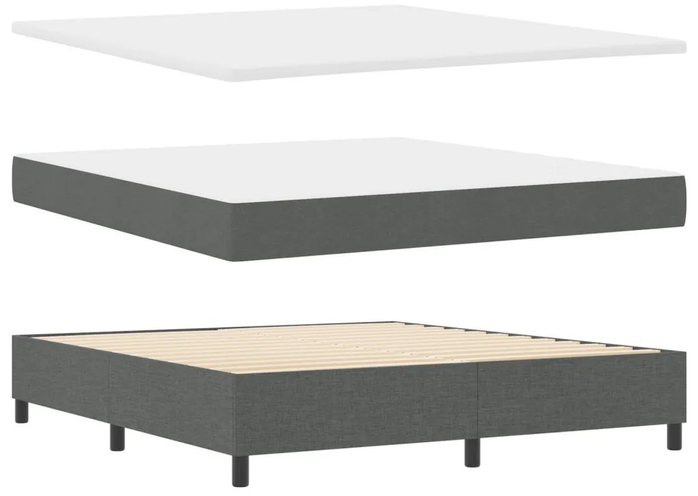 Box Spring Ágy Mattal és Pad Sötétszürke 180x200 cm Szövet