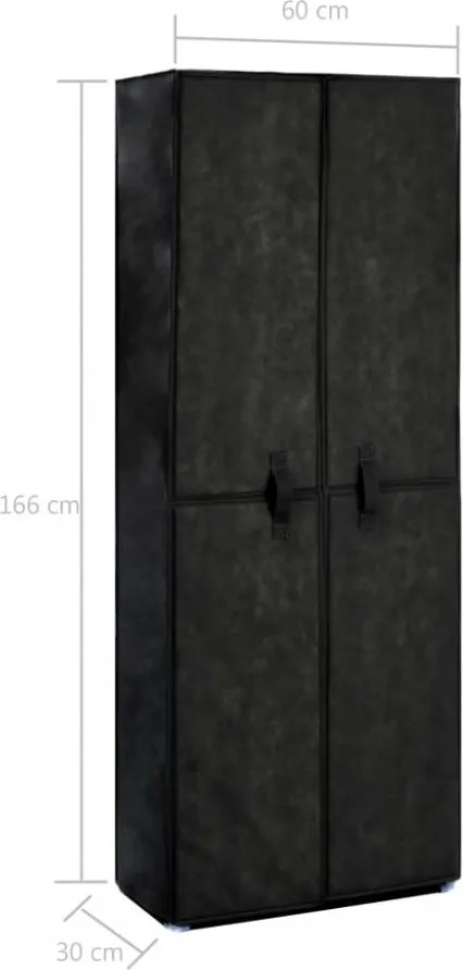 fekete szövet cipősszekrény 60 x 30 x 166 cm