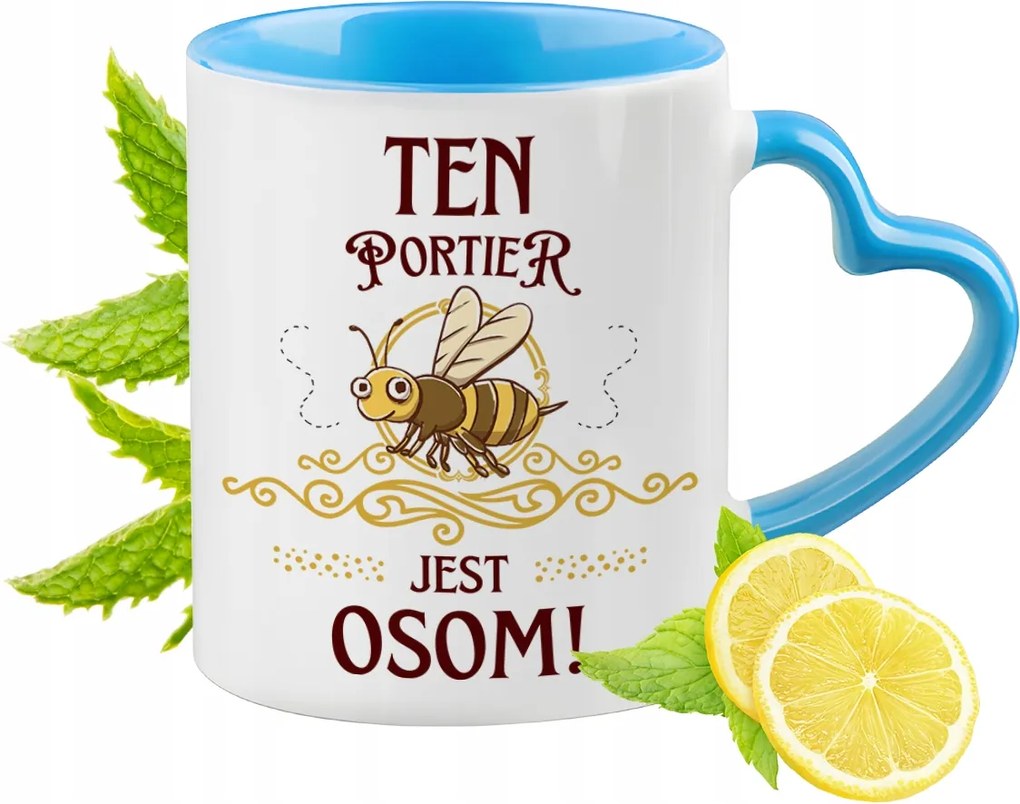 Portásnak Kék Bögre Szív Alakú Füllel Ajándék