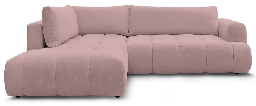 Rózsaszín kinyitható-tárolóhelyes sarokkanapé (bal oldali-L alakú) Fuji – Bobochic Paris