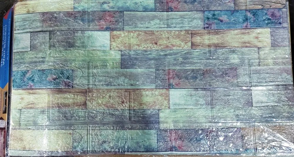 5 Darab Öntapadós 3d Art Deco Fa Dekor Falmatrica,tapéta Világosszürke Fenyő Fa Mintával
