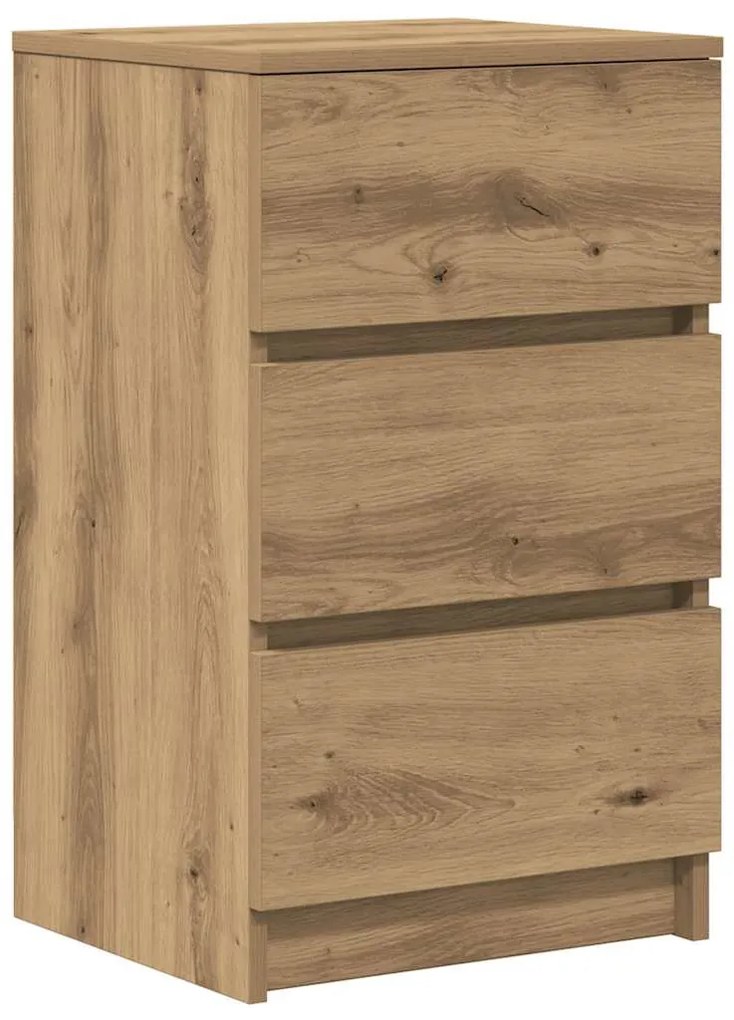 vidaXL 2 db kézműves tölgy éjjeliszekrények 3 fiókkal 39x35x65 cm