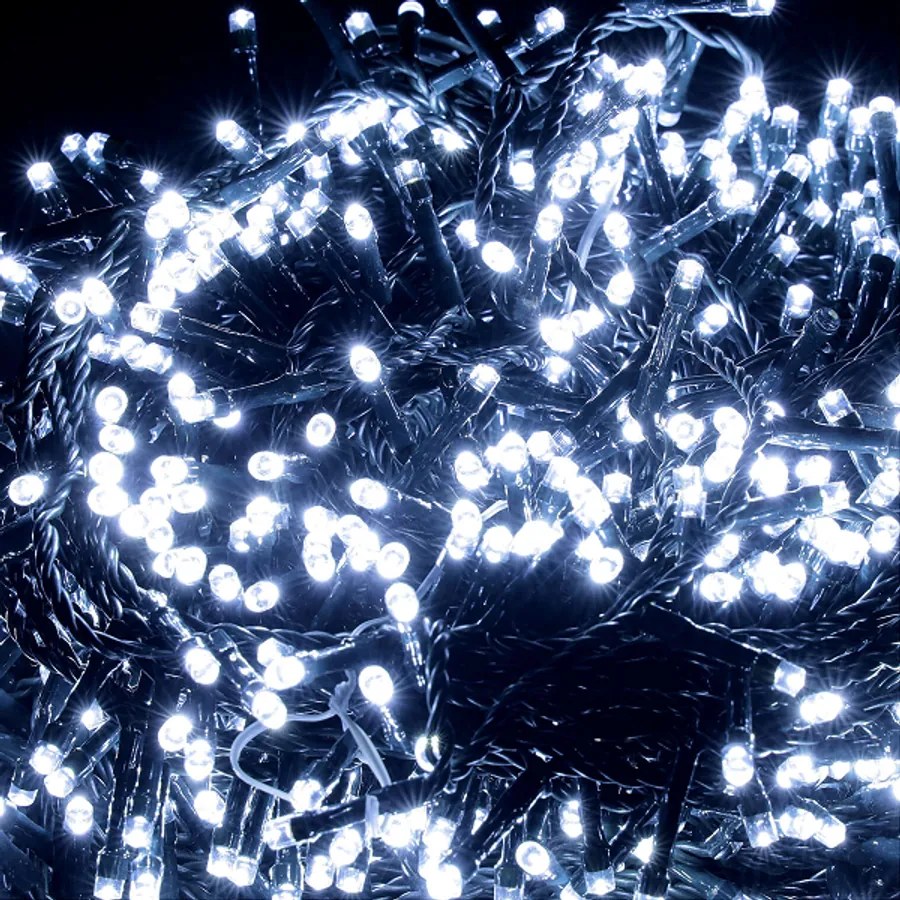 1500 LED-es BOA fényfüzér, kültéri-beltéri hálózati, időzíthető 6/18 órás, 8 féle fényjátékkal, hideg fehér, 30 m, IP44