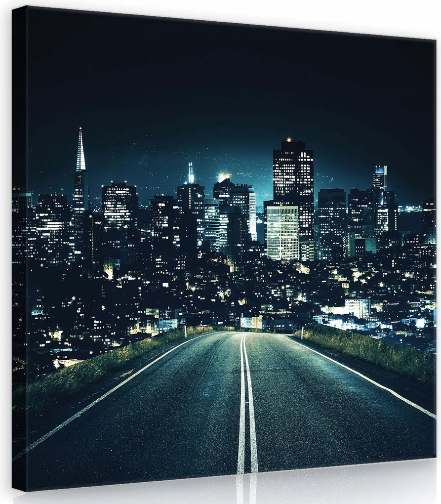 Vászonkép 40x40 Éjszakai város városkép városi út fény magány