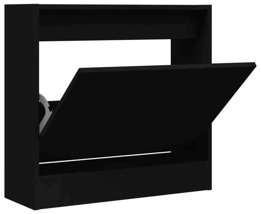 fekete szerelt fa cipőszekrény 60 x 21 x 57 cm