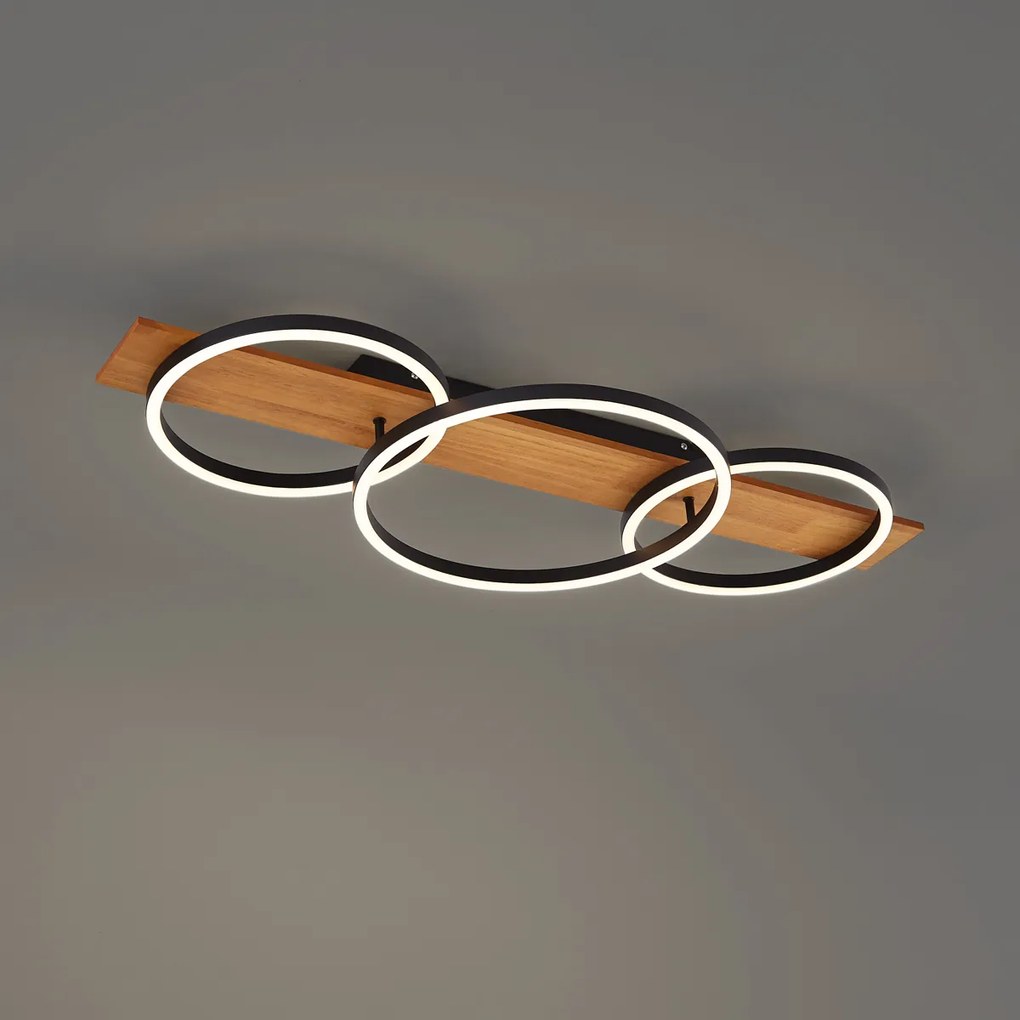 Design mennyezeti lámpa fekete kerek LED-del, 3 lépésben dimmelhető - Nimue