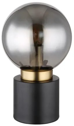 Globo 21003BB Asztali lámpa fém matt fekete, fém matt sárgaréz, füstszínű üveg, billenőkapcsoló a kábelen, ø: 150mm, M:245mm, kábelhossz 1500mm, nem tartozék: 1x E14 25W 230V