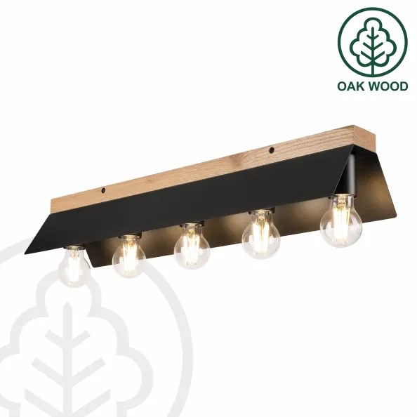 Mennyezeti lámpa ESME 5xE27/15W/230V fekete/tölgy