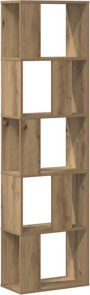 vidaXL 5 szintes kézműves tölgy színű fa könyvespolc 45x23,5x162,5 cm