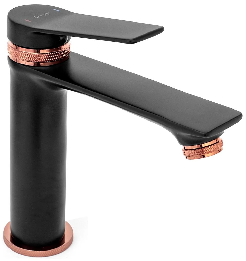 Fürdőszobai csaptelep Rea Viral Low Black Rose Gold