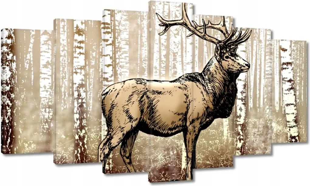 Vászonkép 140x80 Szarvas a nyírfaerdőben