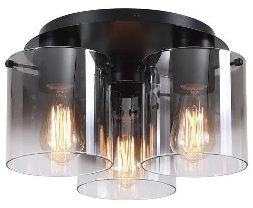 Searchlight 88911-3BK - SWEDEN mennyezeti lámpatest, 3xE27/60W/230V, átm. 39 cm, fekete/füst