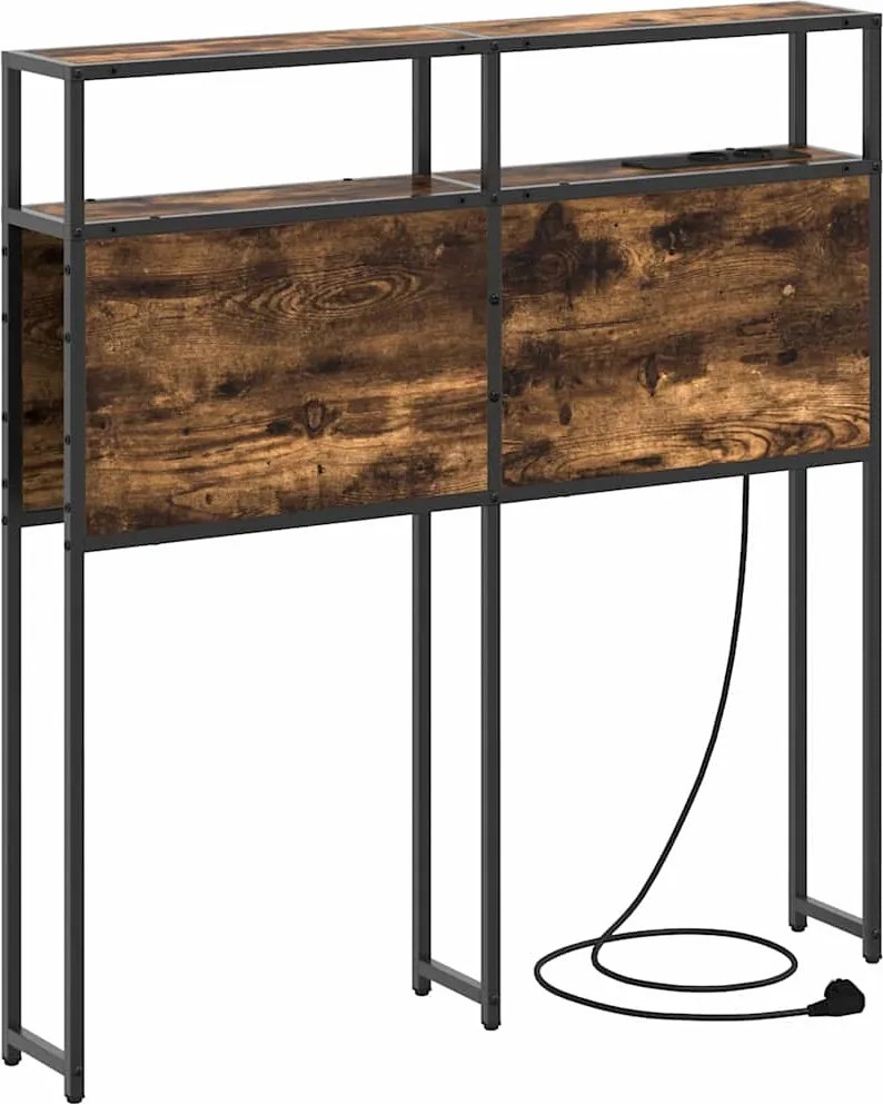 vidaXL Tároló fejtámla polcokkal tárolóval Füstölt tölgy 90 cm Faanyag