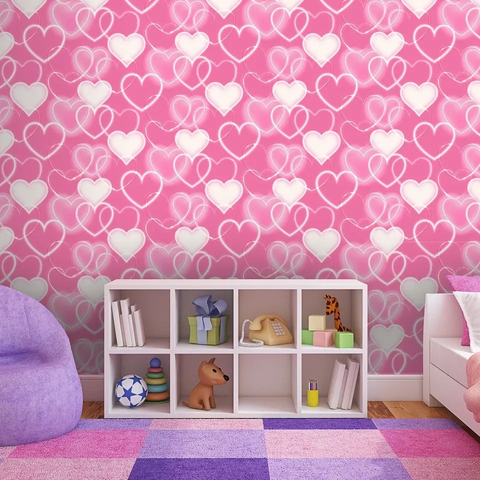 Arthouse Signature 2 Neon Heart Wall pink-rózsaszín szíves papír tapéta – 100222AH