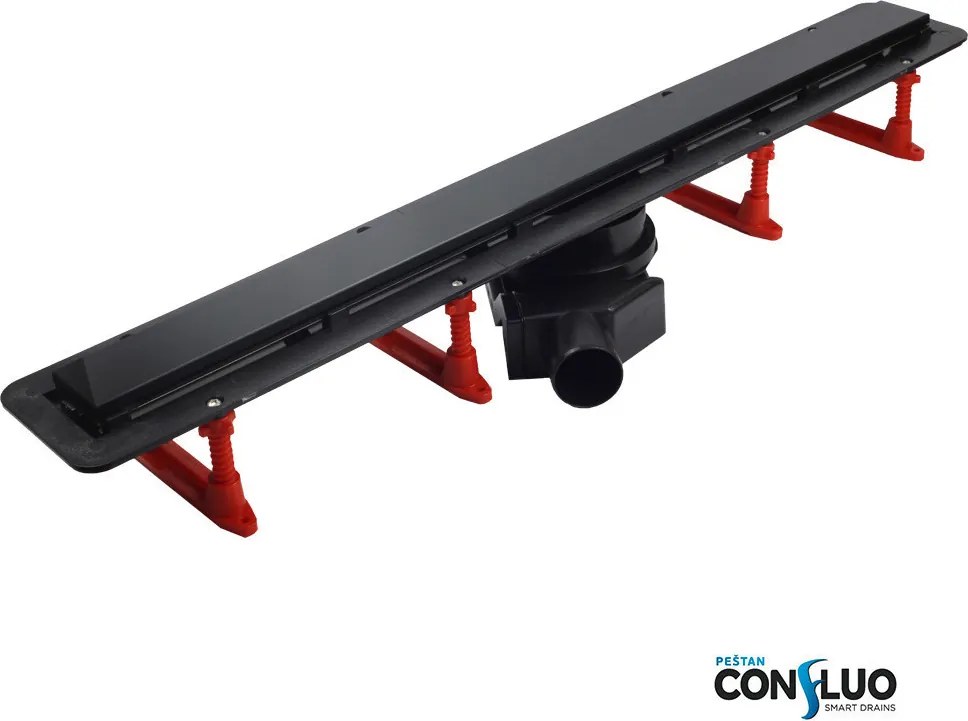 Pestan zuhanyfolyóka Confluo Frameless Line - keret nélküli - FEKETE üveg 75 cm