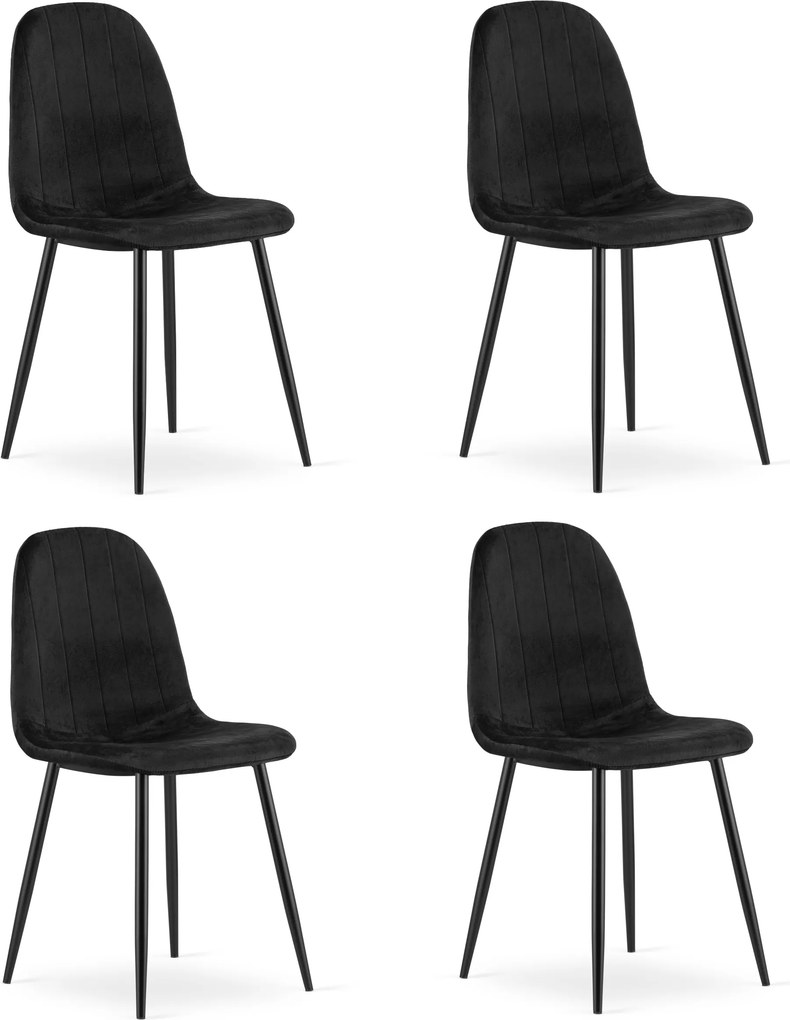 Étkezőszék PADVA VELVET fekete lábakkal, fekete