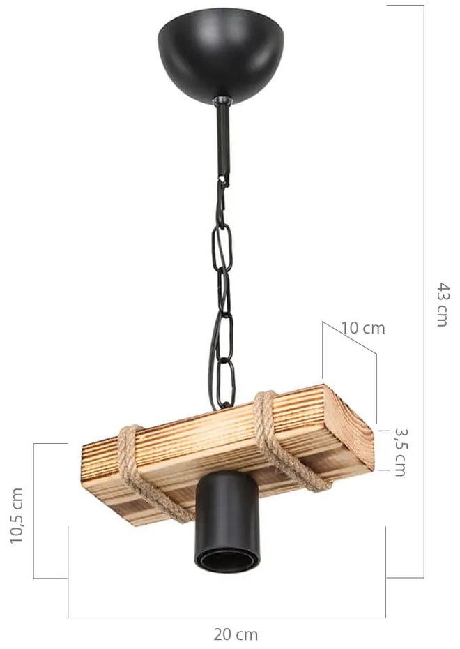 Fekete-natúr színű mennyezeti lámpa 10x20 cm – Squid Lighting