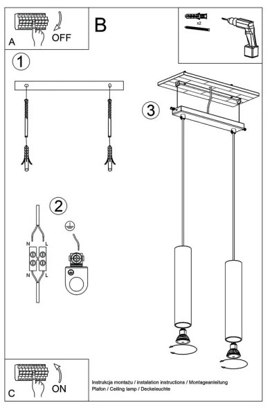 Sollux SL.0324 - Csillár zsinóron LAGOS 2 2xGU10/10W/230V fehér