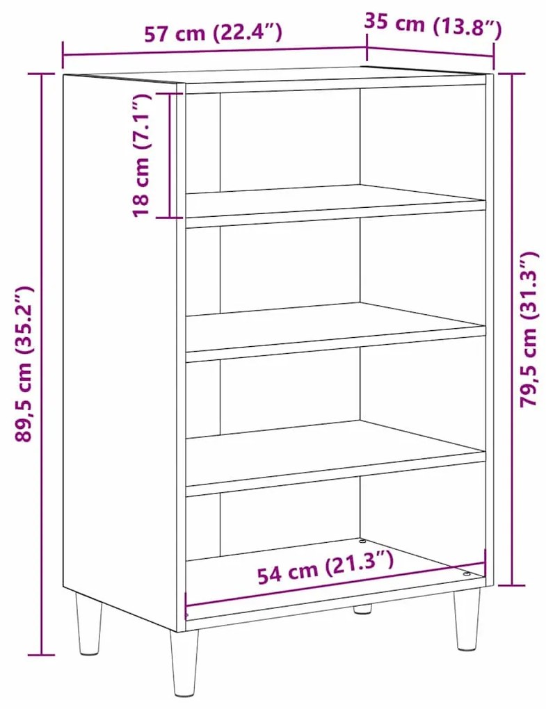 Széf Musta tammi 57 x 35 x 89.5 cm Faanyag