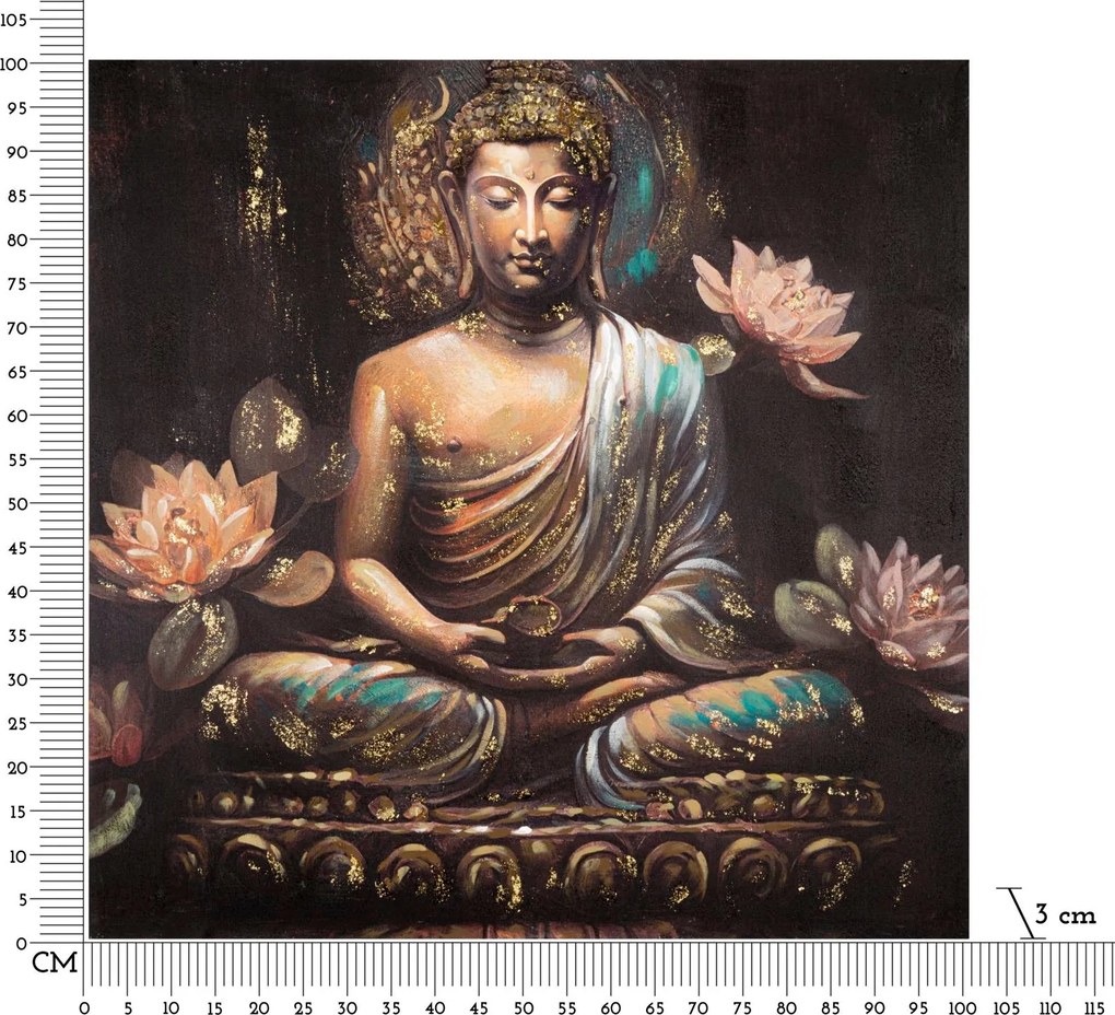 Arany Buddha Falikép Lótuszvirágokkal – Vászonkép 100×100 cm