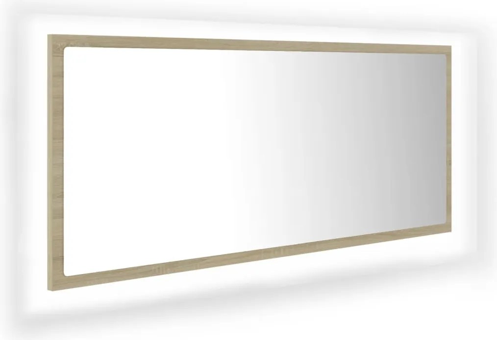 vidaXL sonoma tölgy akril LED-es fürdőszobai tükör 100x8,5x37 cm