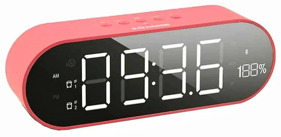 Bluetooth Hangszórós Tükőr Ébresztőóra TF USB AUX FM JY-96C Óra Mikrofon Telefon Kihangosító Hangszóró