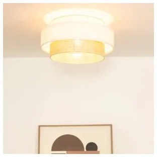 Mennyezeti lámpa BOHO 1xE27/60W/230V, átmérő 40 cm, fehér/juta