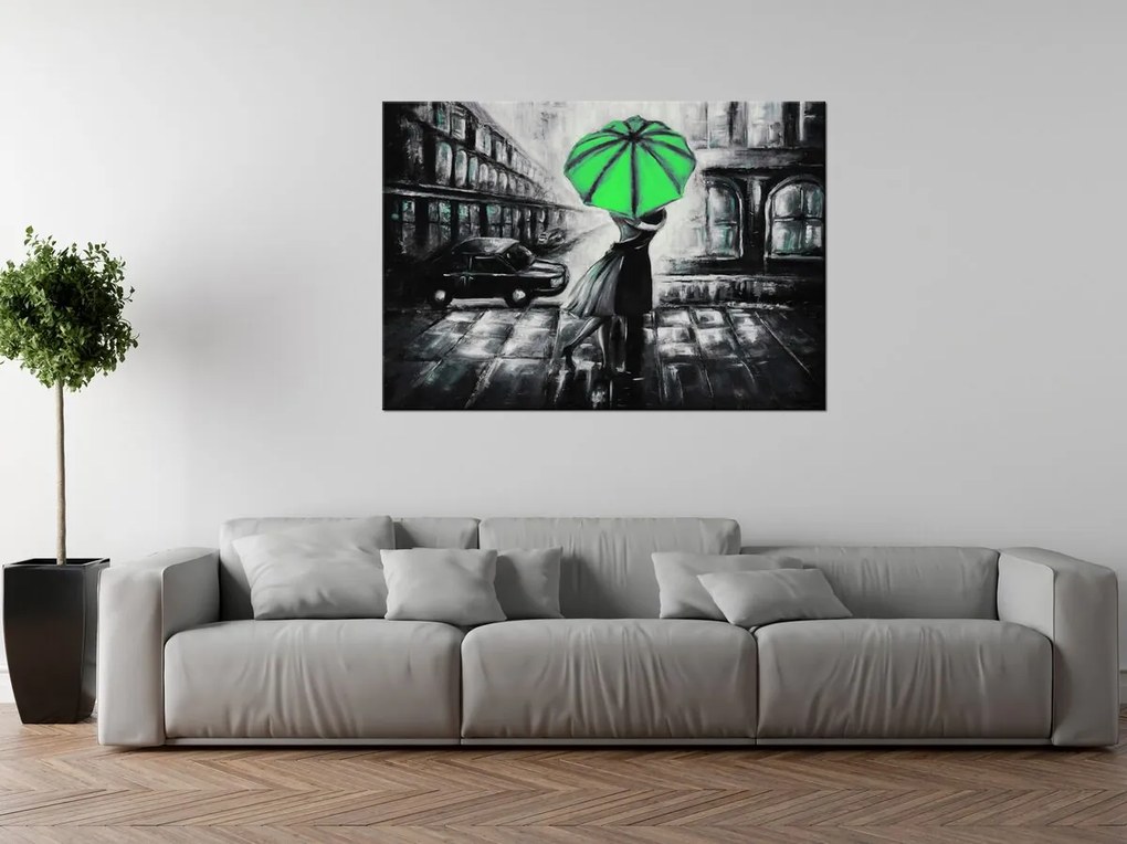 Gario Kézzel festett kép Zöld csók az esoben Méret: 120 x 80 cm
