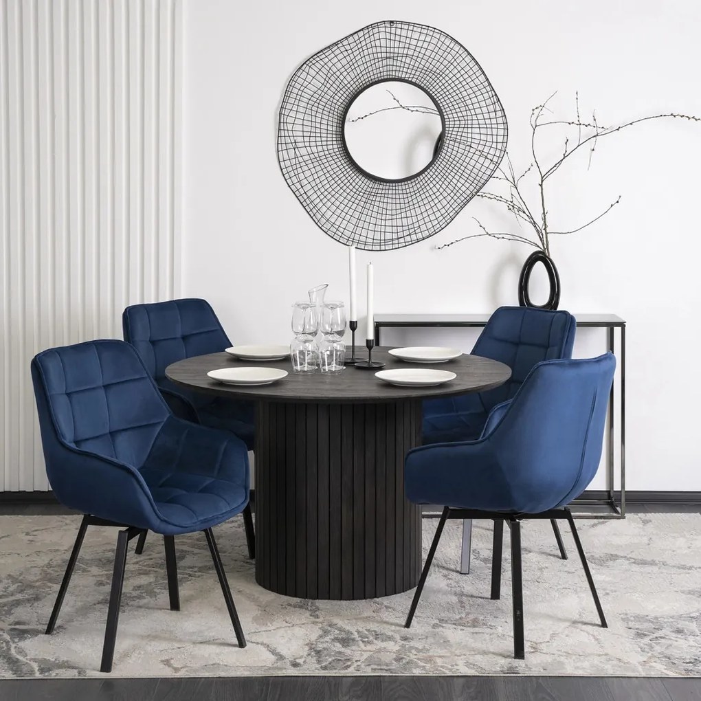 Forgó szék sötétkék színben, bársony kárpittal. LUNA