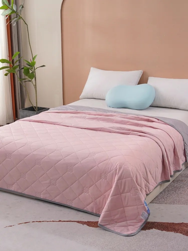 Paplan 160x200 cm Nyári Antiallergén Vékony Nyári Könnyű Szürke-rózsaszín