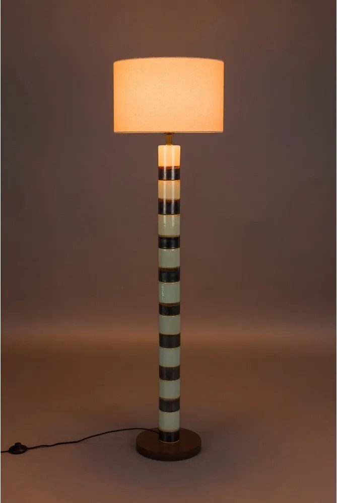 Sötétbarna-zsályaszínű állólámpa textil búrával (magasság 143 cm) Vertigo – Dutchbone