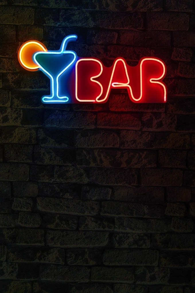 Műanyag LED-es fali dekoráció, Bar - Multicolor