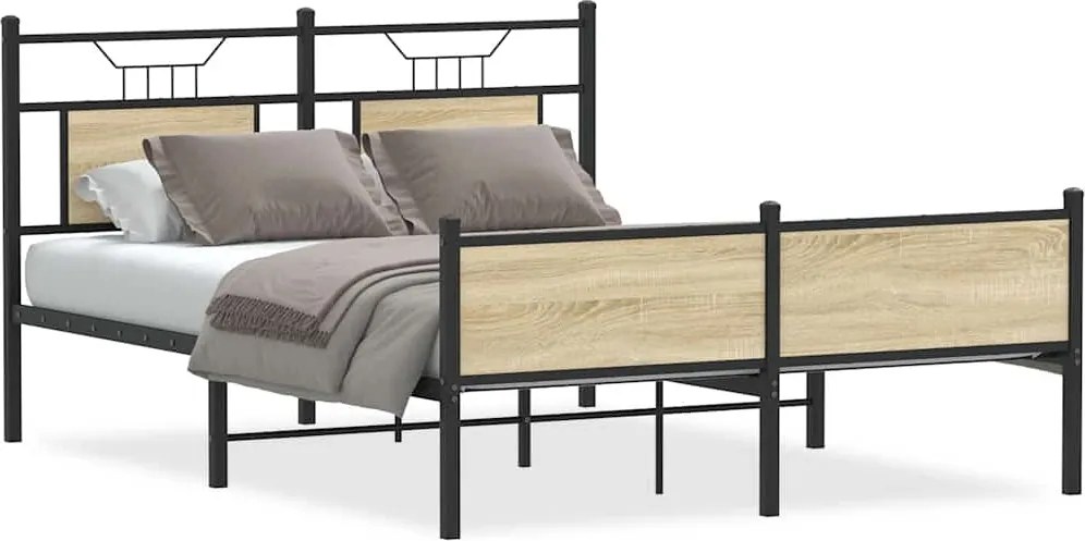 vidaXL sonoma tölgy színű szerelt fa ágykeret matrac nélkül 140x200 cm