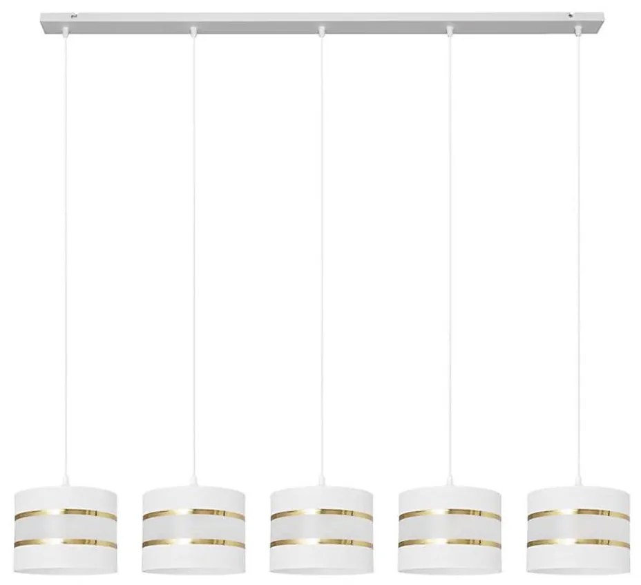 Csillár zsinóron HELEN 5xE27/15W/230V fehér/arany