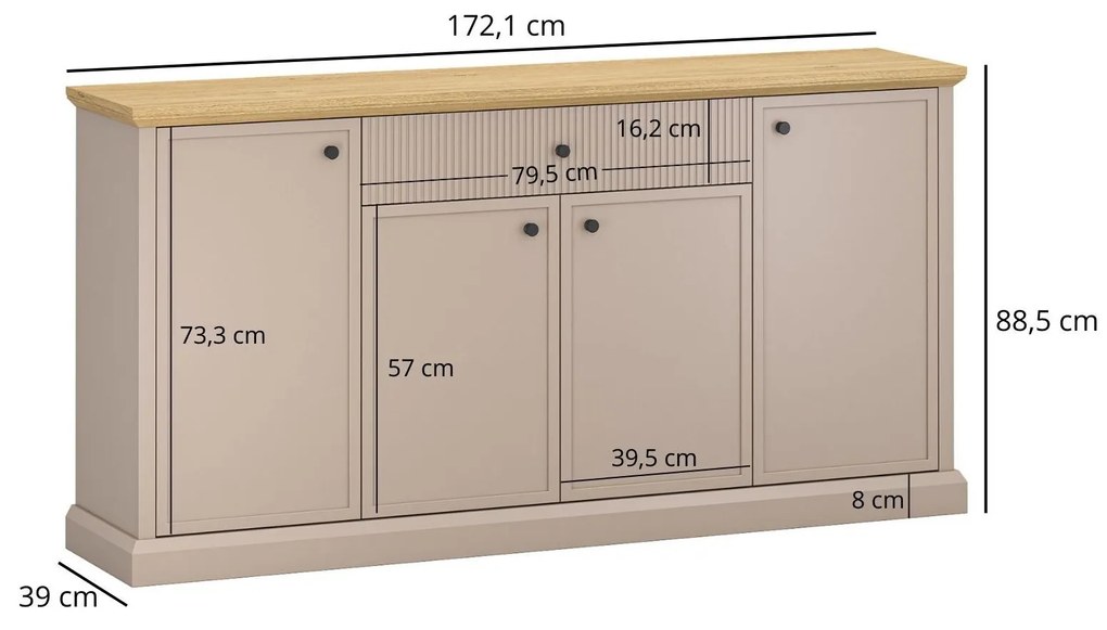 Komód Indices 3 (taupe + kő tölgy) . 1116871