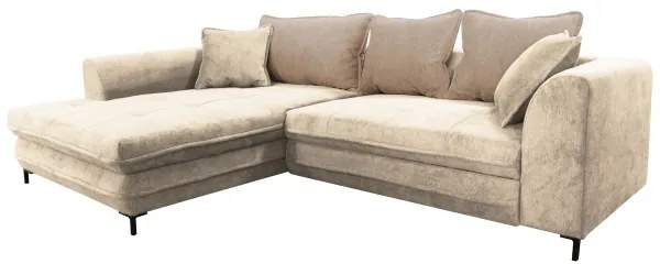 Ággyá alakítható, tárolós L-alakú sarokülőgarnitúra LAGOA, balos, bézs/barna