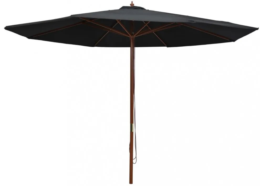 fekete kültéri napernyő farúddal 350 cm