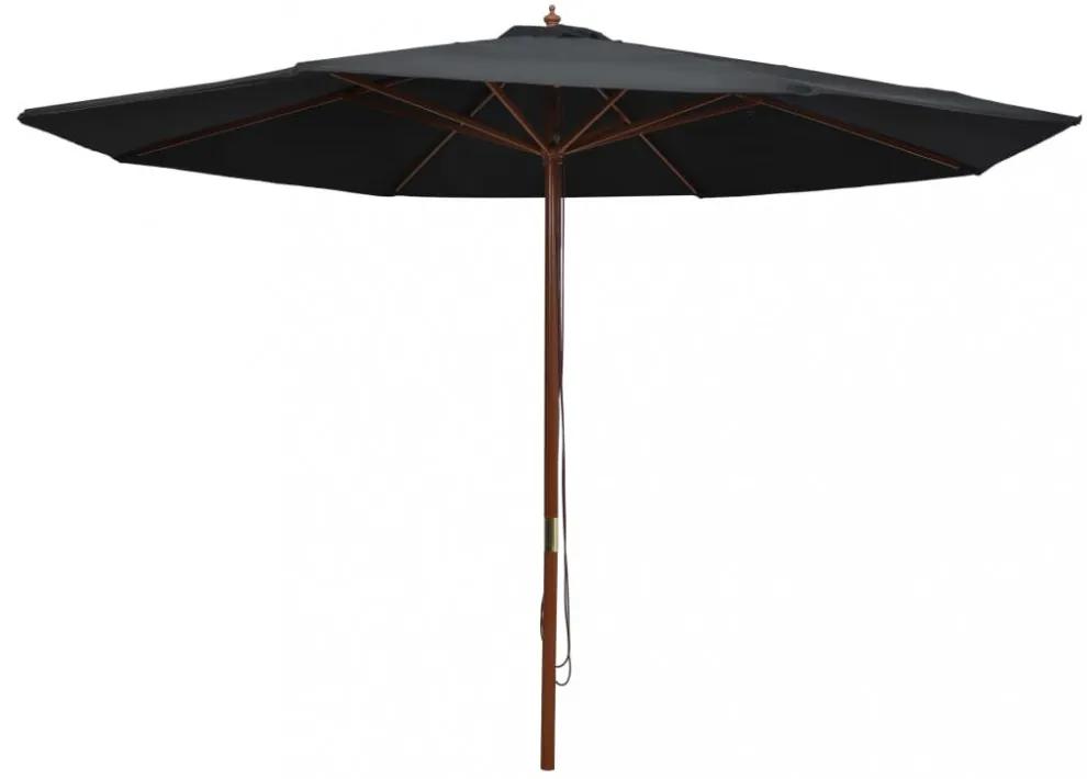 Fekete kültéri napernyő farúddal 350 cm
