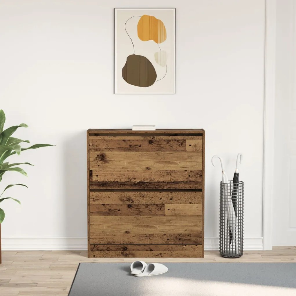 Cipőtartó Flip Fiókkal Régi Fa 80x21x87,5 cm
