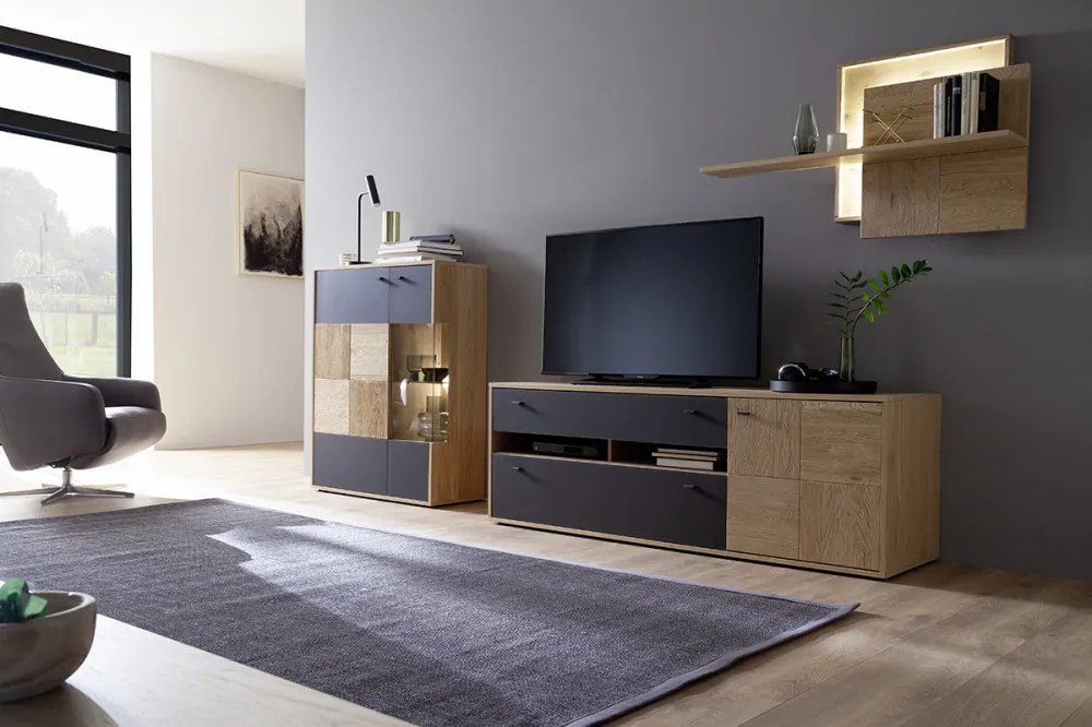 Valencia TV állvány tölgy, antracit 184 cm