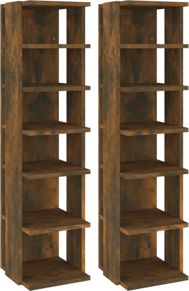 vidaXL 2 db füstös tölgy színű szerelt fa cipőtartó 27,5 x 27 x 102 cm